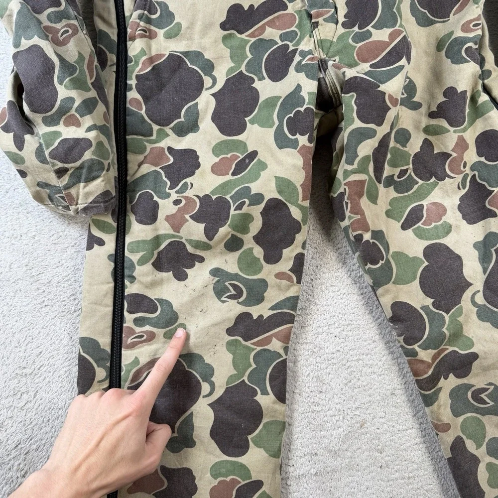 Vintage Walls Blizzard Pruf Coveralls Mens Small Duck Camo Quilted Hunting USA